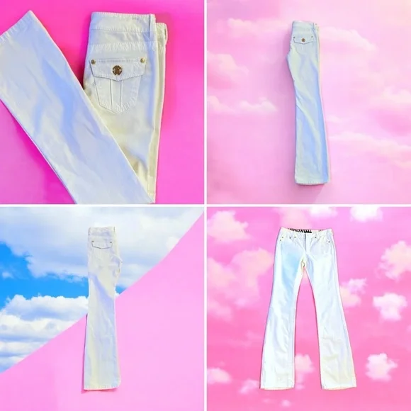 VINTAGE Roberto Cavalli couture jeans Wide legged Boot cut Gorgeous gold accents - Picture 16 of 16